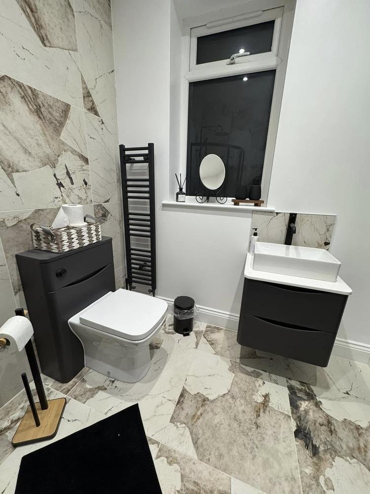 Marble effect cloakroom, Aquafix Services Leeds