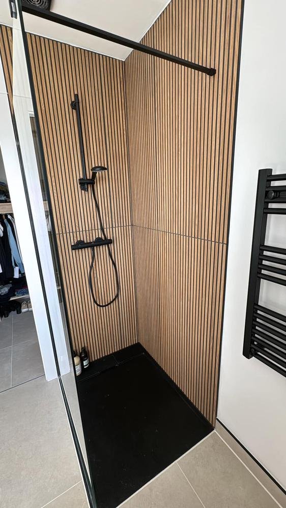 Wood slat shower fitted by Aquafix Services